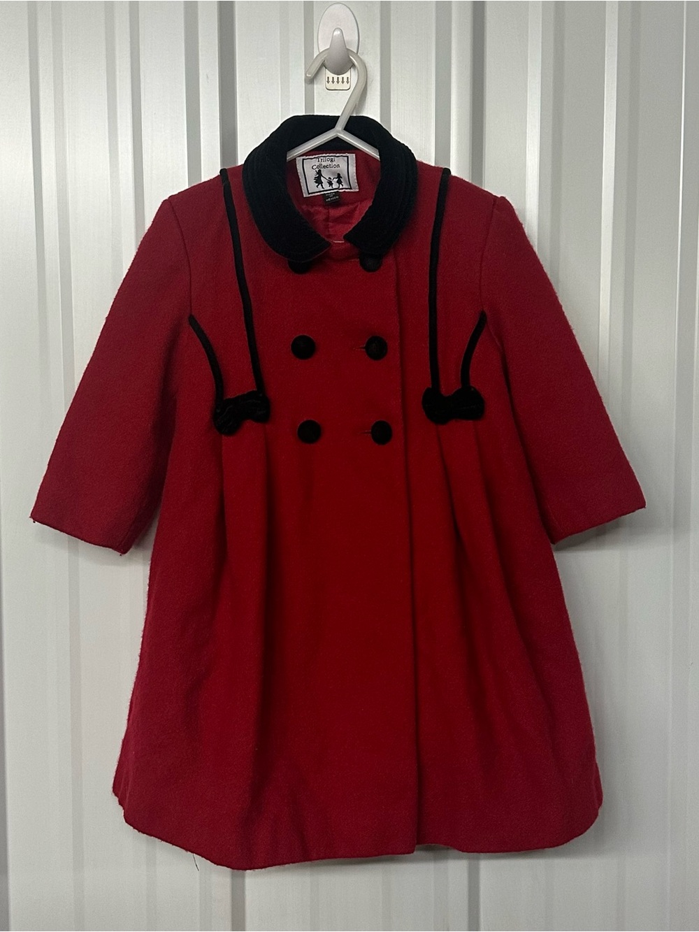 Trilogy Collection Toddler Girls Red Wool Double Breasted Swing Coat 3T